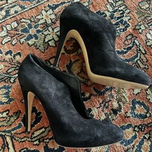 CASADEI Blade Collared Suede Bootie Heels